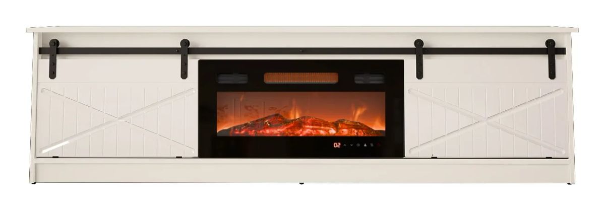 RTV GRANERO + fireplace cabinet 200x56.7x35 white/gloss white