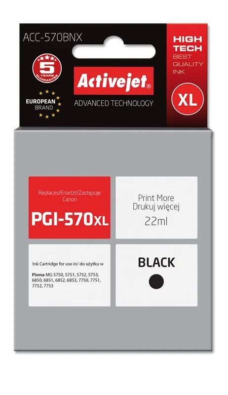 Activejet ACC-570BNX Ink (replacement for Canon PGI-570XLBk; Supreme; 22 ml; black)