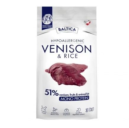 BALTICA Nutraceutic Hypoallergenic Medium breeds Venison with rice - dry dog food - 3kg