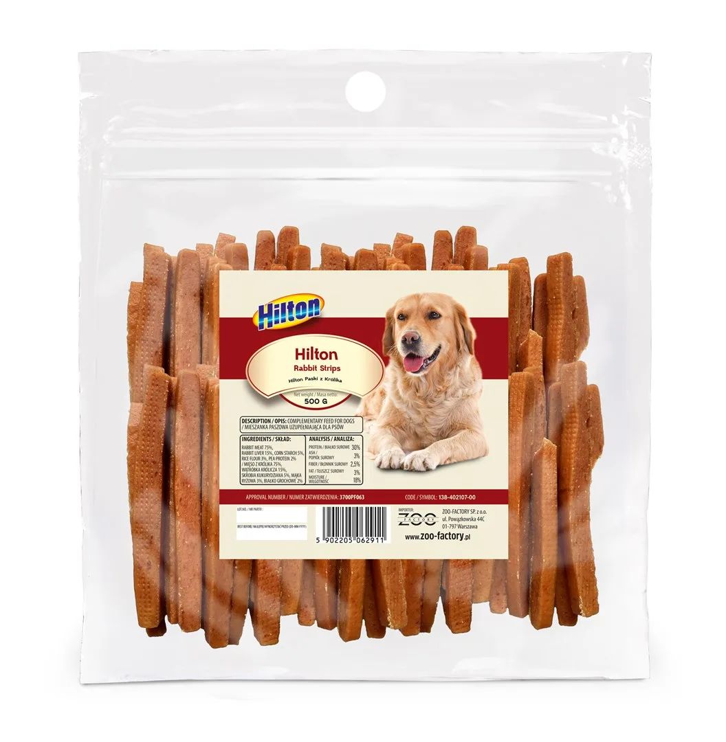 HILTON Rabbit strips - dog treat - 500g
