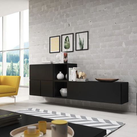 Cama living room furniture set ROCO 9 (RO1+RO3+2xRO6+2xRO5) black/black/black