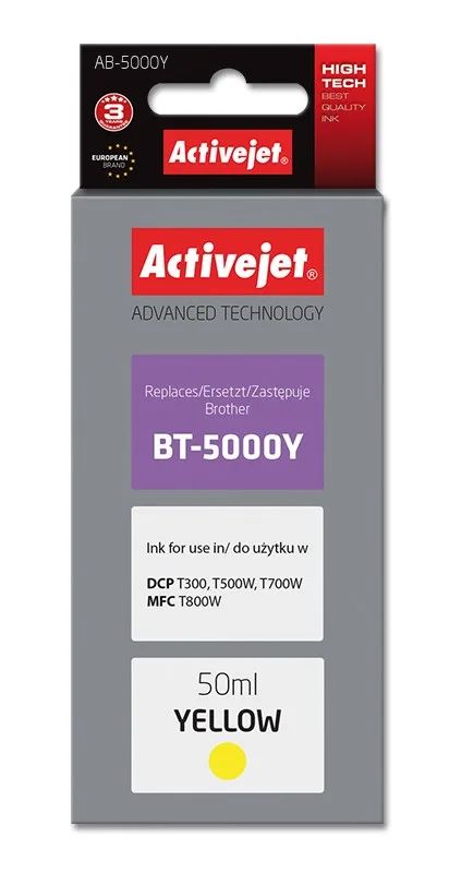 Activejet AB-5000Y Ink Bottle (replacement for Brother BT-5000Y; Supreme; 50 ml; 5000 pages, yellow)