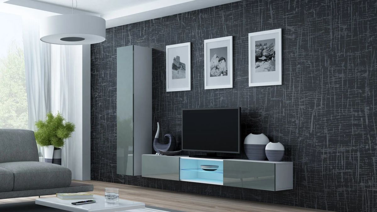 Cama Living room cabinet set VIGO 21 white/grey gloss