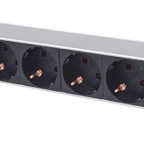 Intellinet 19" 1U Rackmount 8-Way Power Strip - German Type, With On/Off Switch and Overload Protection, 3m Power Cord (Euro 2-pin plug)
