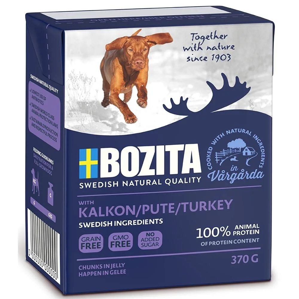 BOZITA Meat chunks with turkey in jelly – wet dog food – 370g