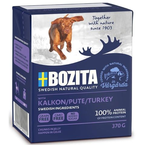 BOZITA Meat chunks with turkey in jelly – wet dog food – 370g