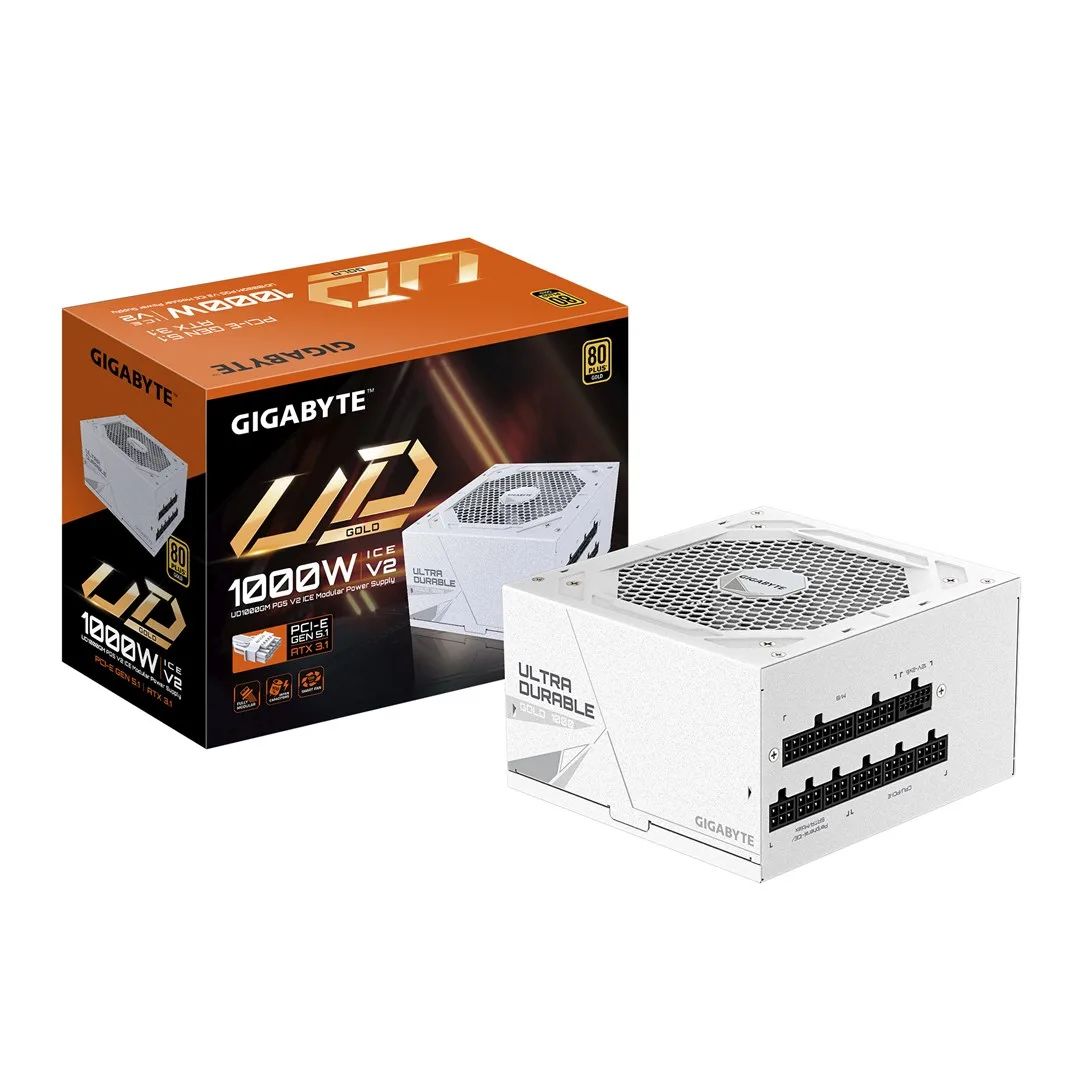 Power Supply|GIGABYTE|UD1000GM PG5 ICE|ATX 3.1|1000 Watts|Efficiency 80 PLUS GOLD|PFC Active|MTBF 100000 hours|GP-UD1000GMPG5ICE