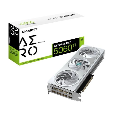 Graphics Card|GIGABYTE|NVIDIA GeForce RTX 5060 Ti|16 GB|GDDR7|128 bit|PCIE 5.0 16x|GPU 2647 MHz|Triple slot Fansink|1xHDMI|3xDisplayPort|GV-N506TAEROOC-16GD1.0