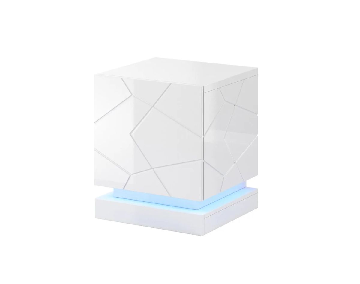 QIU bedside table 2 pcs. 46x41.5x53 cm white glossy/white glossy