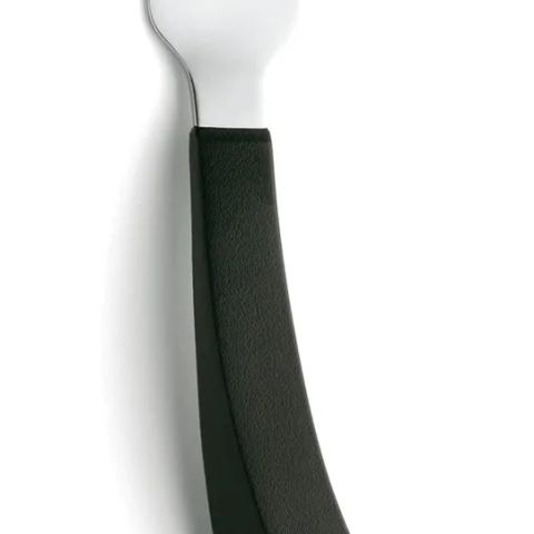 Curved fork for left-handed person