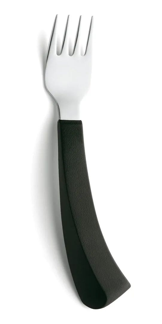 Curved fork for left-handed person