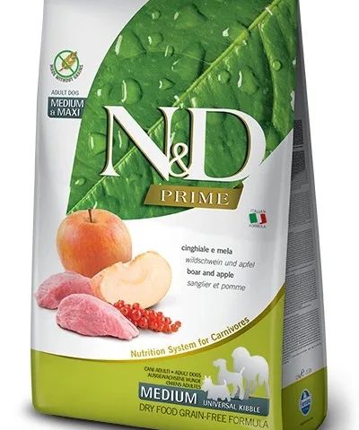 FARMINA N&D PRIME DOG WILD BOAR AND APPLE ADULT MEDIUM & MAXI 12 kg