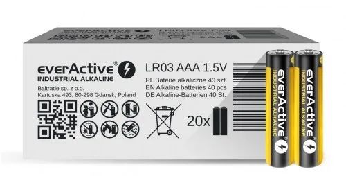 Alkaline batteries everActive Industrial Alkaline LR03 AAA - carton box - 40 pieces