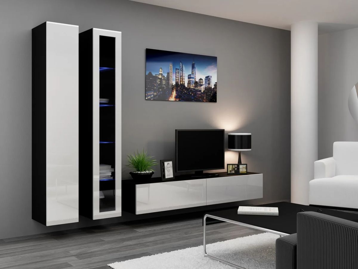Cama Living room cabinet set VIGO 3 black/white gloss