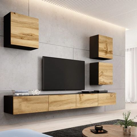 Cama living room cabinet set VIGO 22 black/wotan oak