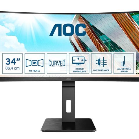 LCD Monitor|AOC|34 "|3440 x 1440 pixels|Quad HD|Native aspect ratio 21:9|LED|Curved|CU34P2A