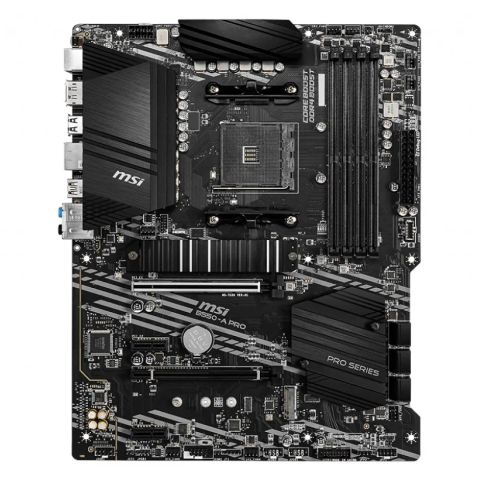 Mainboard|MSI|AMD B550|SAM4|ATX|2xPCI-Express 3.0 1x|1xPCI-Express 3.0 4x|2xM.2|1xPCI-Express 4.0 16x|Memory DDR4|Memory slots 4|1xDisplayPort|2xAudio-In|4xAudio-Out|4xUSB 2.0|1xUSB type C|3xUSB 3.2|1xPS/2|1xRJ45|B550-APRO