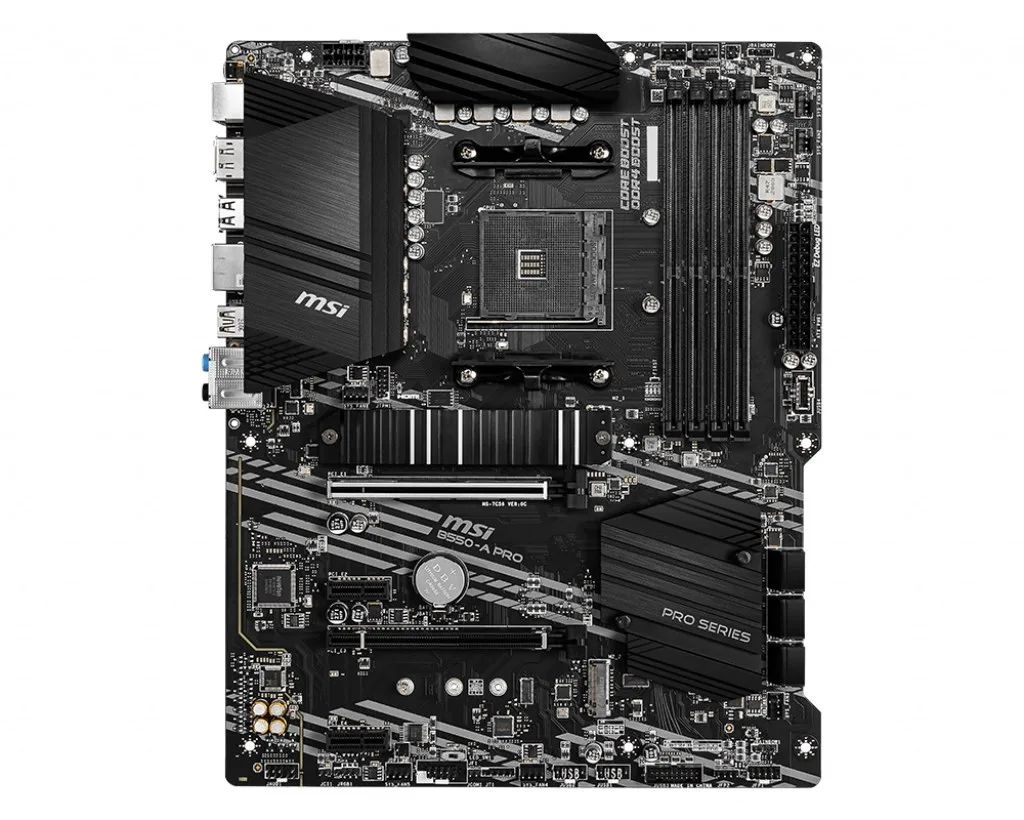 Mainboard|MSI|AMD B550|SAM4|ATX|2xPCI-Express 3.0 1x|1xPCI-Express 3.0 4x|2xM.2|1xPCI-Express 4.0 16x|Memory DDR4|Memory slots 4|1xDisplayPort|2xAudio-In|4xAudio-Out|4xUSB 2.0|1xUSB type C|3xUSB 3.2|1xPS/2|1xRJ45|B550-APRO