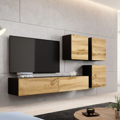 Cama living room cabinet set VIGO 23 black/wotan oak