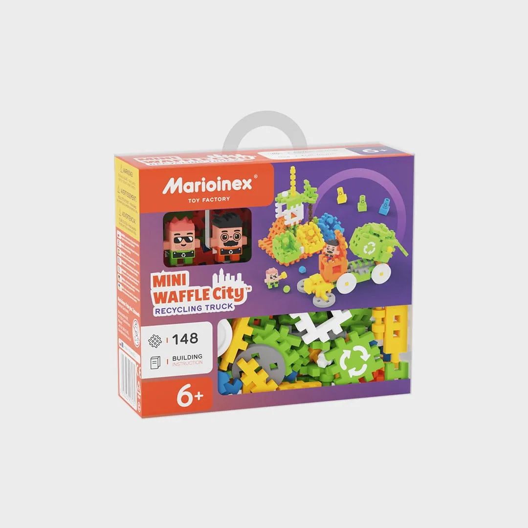 Marioinex Mini Waffle Building Blocks – City: Refuse Collection Truck, 148 pieces