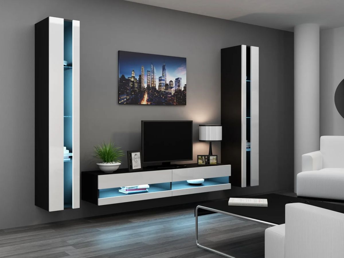 Cama Living room cabinet set VIGO NEW 3 black/white gloss