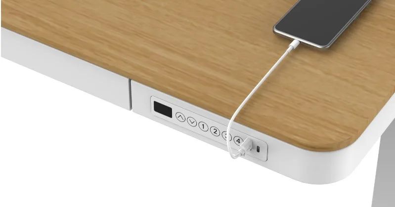 Tuckano Electric Height Adjustable Desk ET119W-C White/Oak. Desk top dimensions 120 x 60cm.