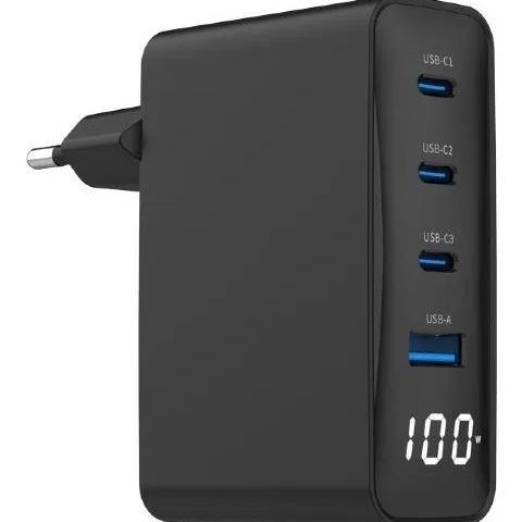 CHARGER USB 100W 4PORT GAN/TA-UC-PDQC100LCD-01-BK GEMBIRD