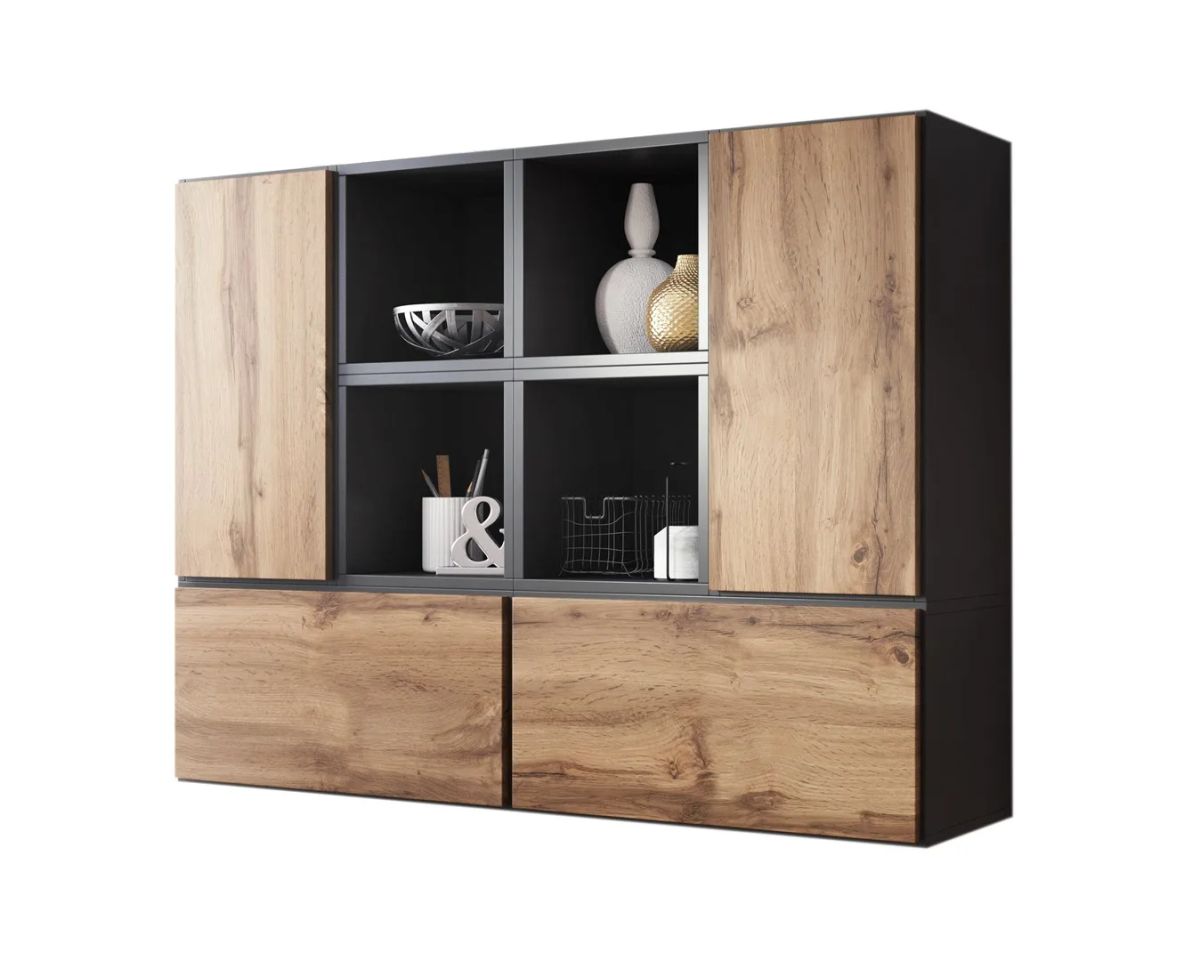 Cama living room furniture set ROCO 19 (4xRO3 + 4xRO6) antracite/wotan oak
