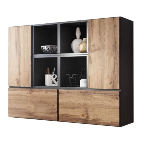 Cama living room furniture set ROCO 19 (4xRO3 + 4xRO6) antracite/wotan oak