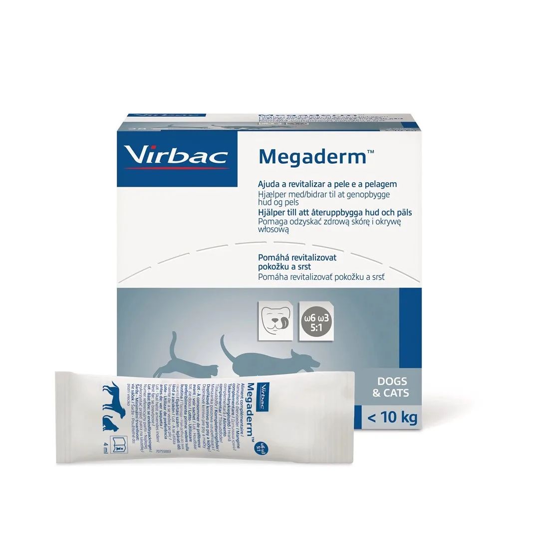 VIRBAC Megaderm fatty acids supporting skin and coat- supplements for dogs and cats - 28x4ml