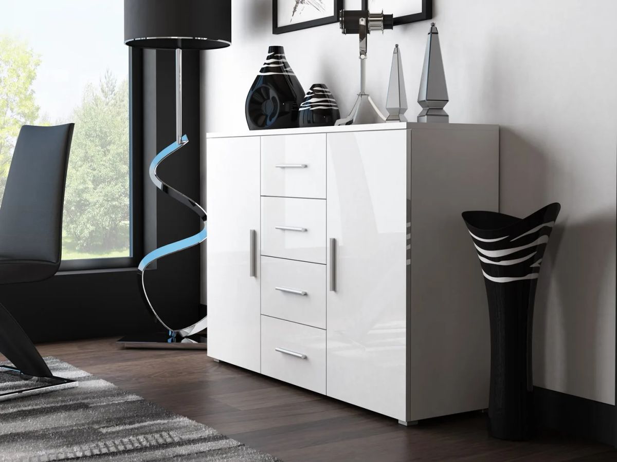 Cama living room sideboard UNI WHITE white/white gloss