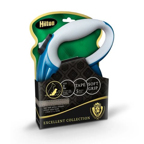 HILTON Smart dog L (30kg) - retractable leash - navy-grey - 5 m