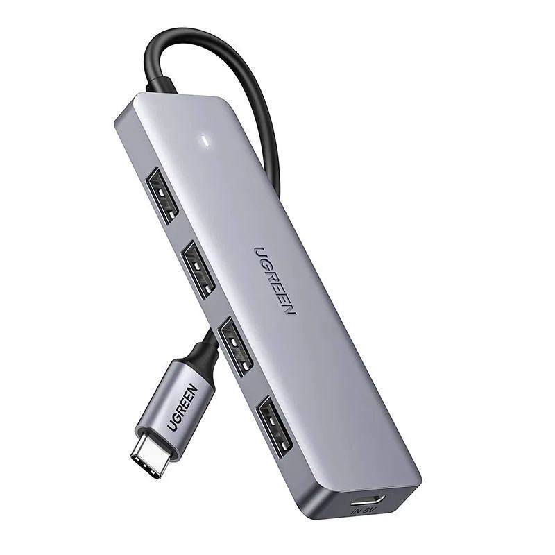 Ugreen Hub 4-in-1 USB-C Adapter to 4× USB 3.0 + USB-C Grey