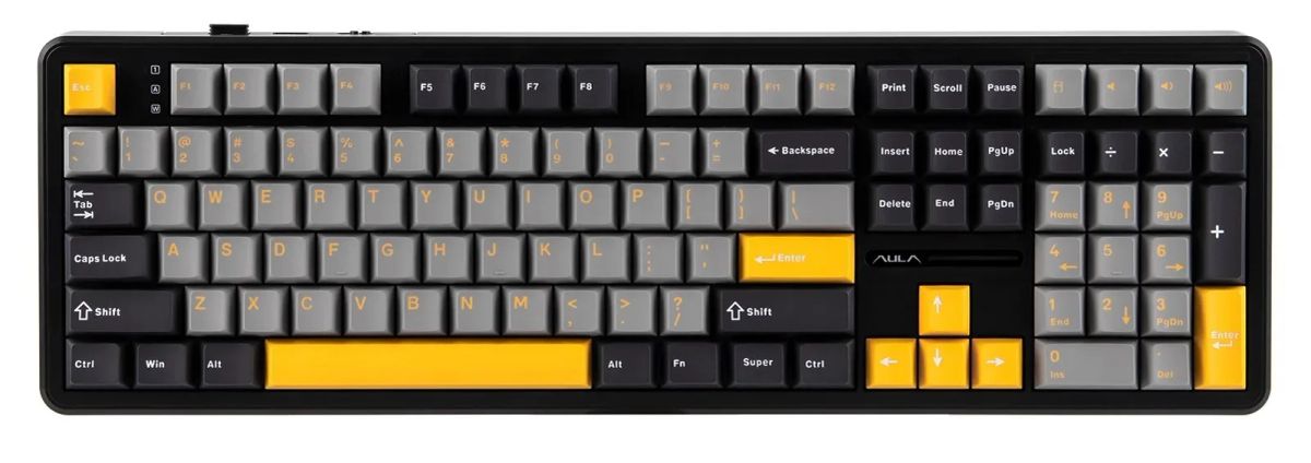 F108 Gray+Orange+Deep Gray Gasket Keyboard with Volcano RGB Switches – AULA