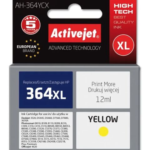 Activejet AH-364YCX Ink (replacement for HP 364XL CB325EE; Premium; 12 ml; yellow)