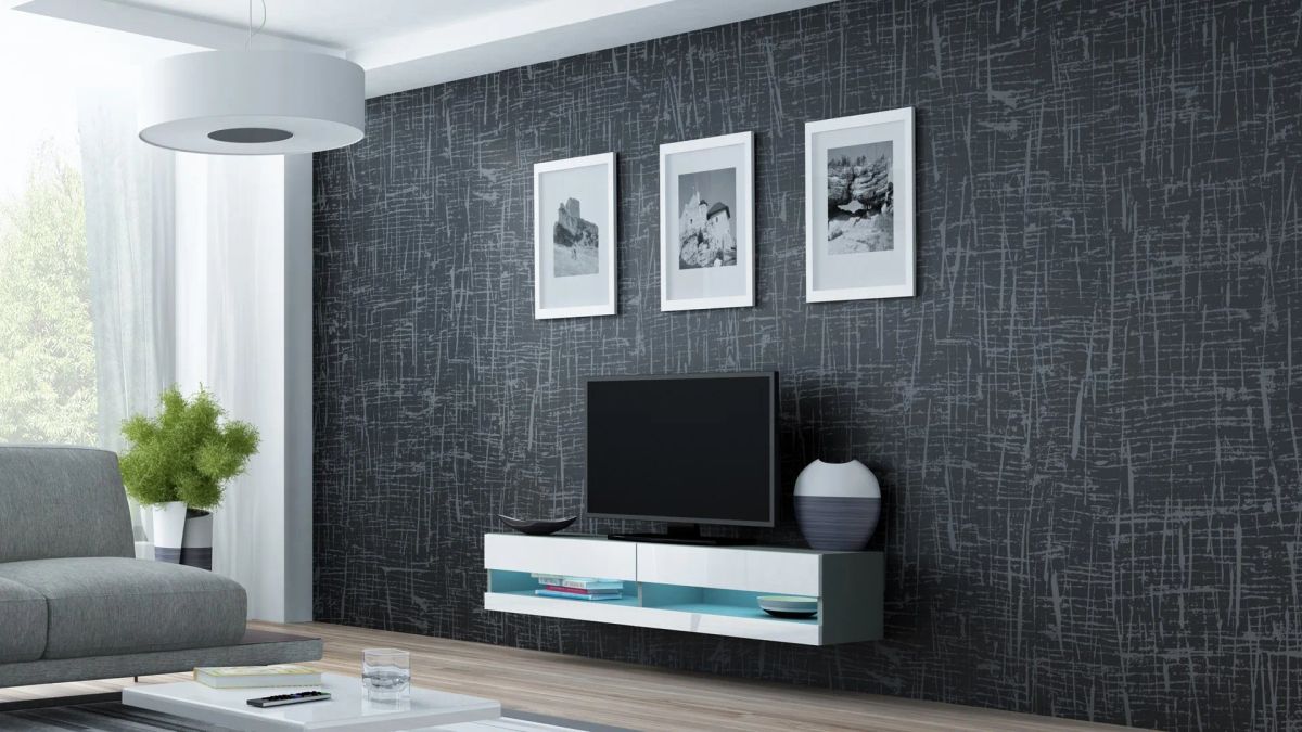 Cama TV stand VIGO NEW 30/140/40 grey/white gloss