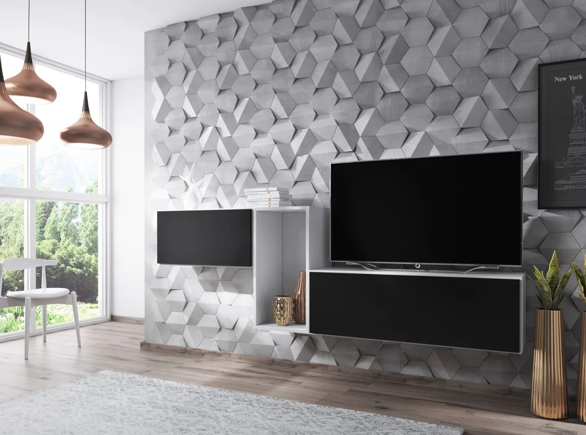 Cama living room furniture set ROCO 11 (RO1+RO3+RO4) white/white/black