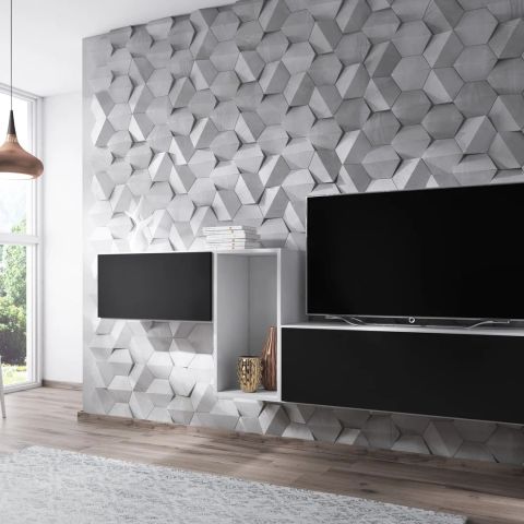 Cama living room furniture set ROCO 11 (RO1+RO3+RO4) white/white/black