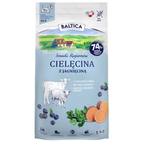 BALTICA Smaki regionów Small breeds Veal with lamb - dry dog food - 3kg