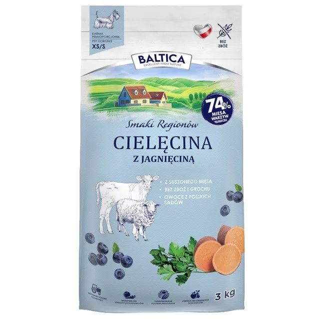 BALTICA Smaki regionów Small breeds Veal with lamb - dry dog food - 3kg