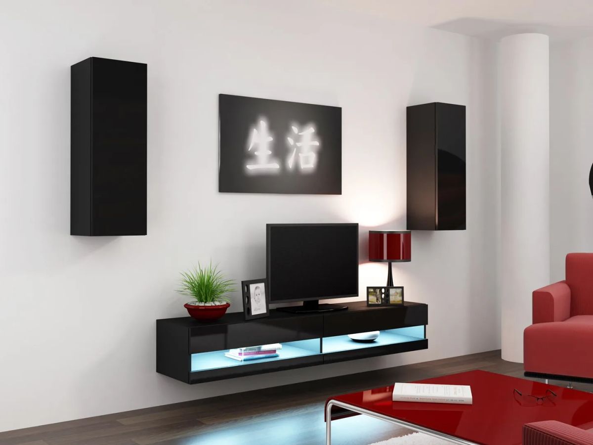 Cama Living room cabinet set VIGO NEW 10 black/black gloss