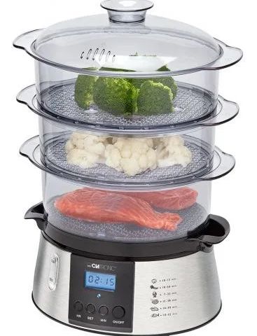 Clatronic DG 3547 steam cooker 3 basket(s) Black,Stainless steel 800 W