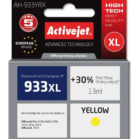 Activejet AH-933YRX ink (replacement for HP 933XL CN056AE; Premium; 13 ml; yellow)