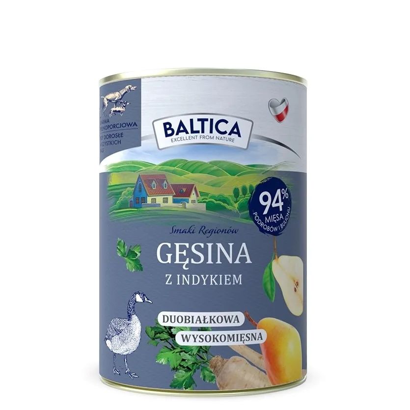BALTICA Smaki regionów Goose with turkey - wet dog food - 400g