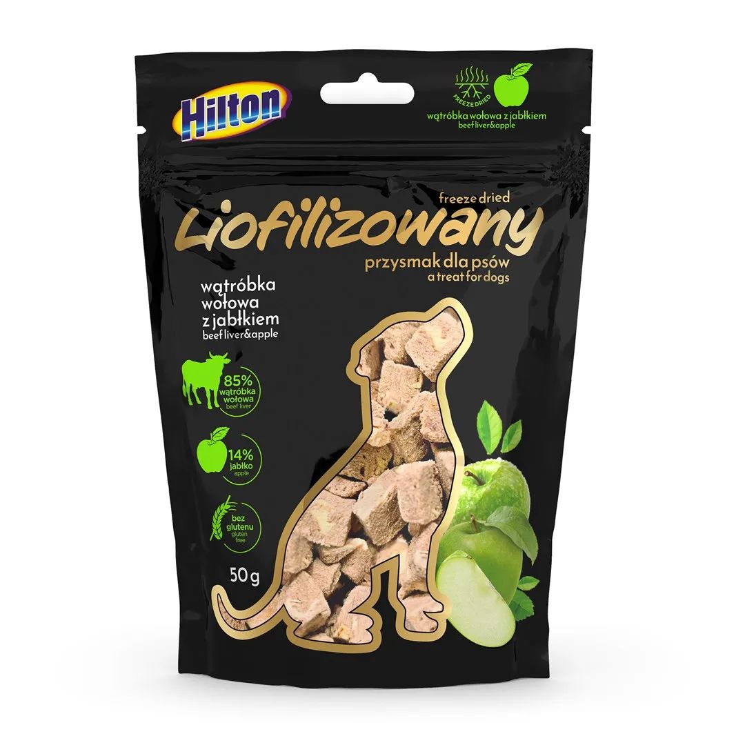 HILTON Freeze-dried treats with with beef liver and apple - dog treat - 50g