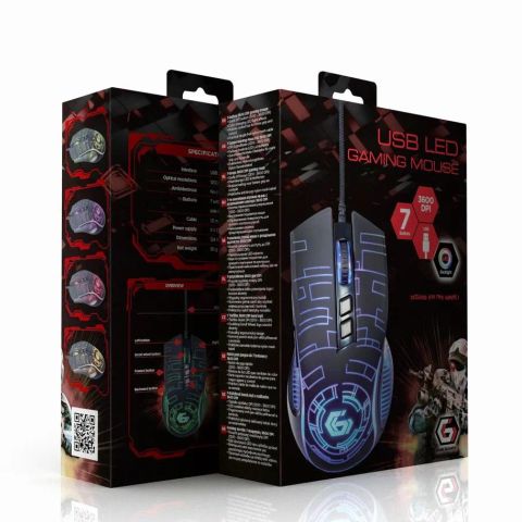 MOUSE USB OPTICAL GAMING/BLACK MUSG-RGB-01 GEMBIRD
