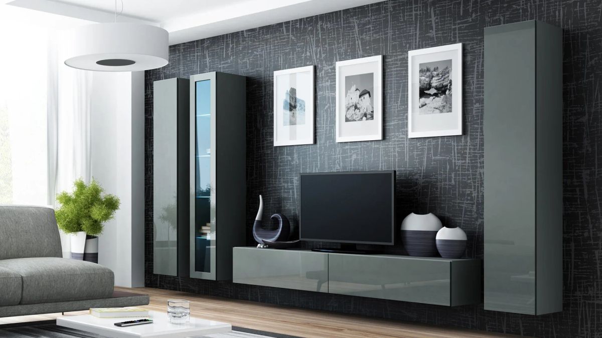 Cama Living room cabinet set VIGO 2 grey/grey gloss